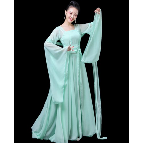 Women's Chinese folk dance costumes hanfu fairy mint colored traditional classical stage performance  drama photography kimono dresses 